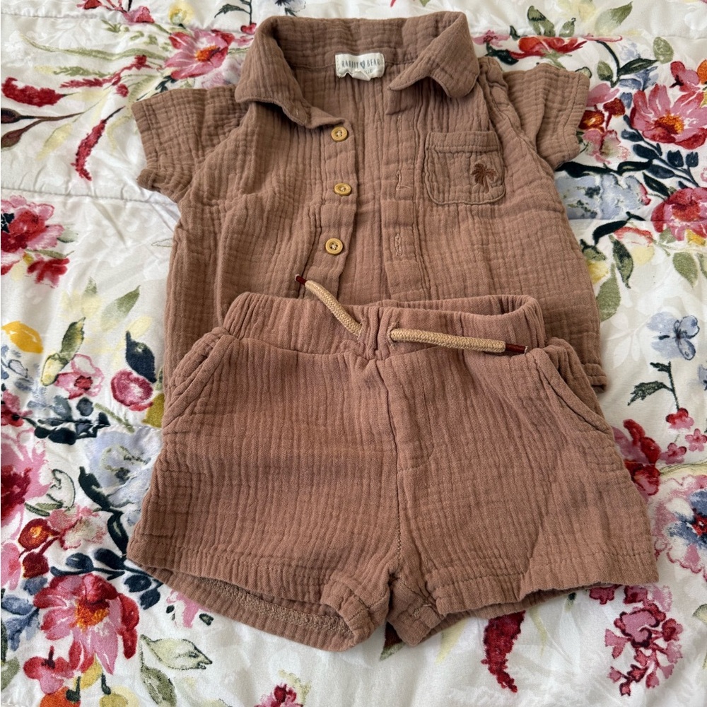 Brown Toddler Shirt and Shorts Set